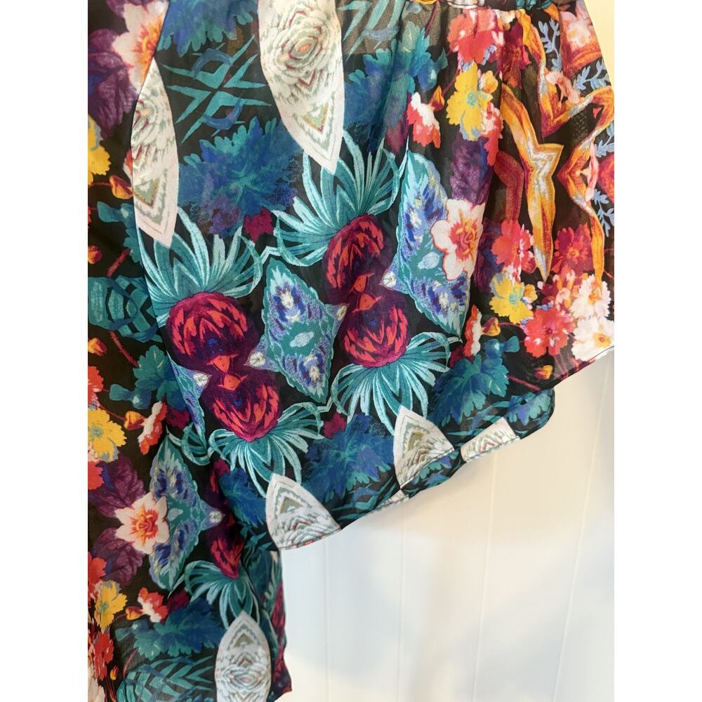 Nicole by Nicole Miller Blouse Womens Large Multicolor Sheer Floral Boho Top - Picture 8 of 10